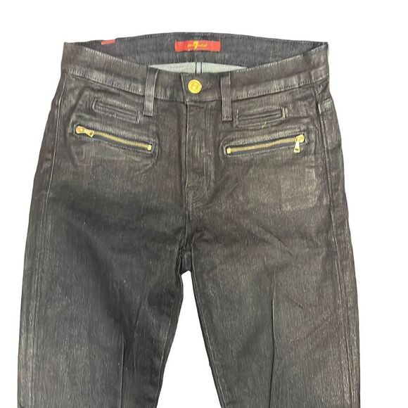 7 For All Mankind coated black skinny jeans, Size 26 - Picture 2 of 13